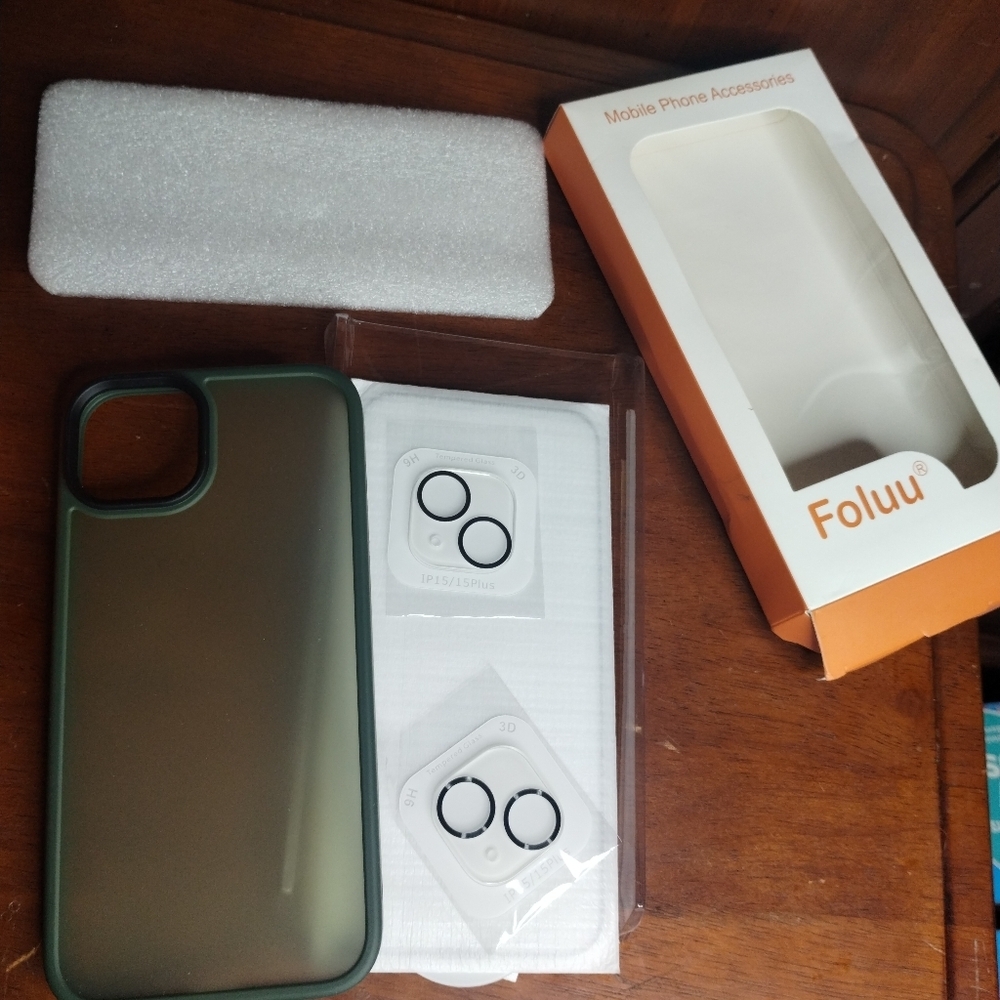 New Slim Green Phone Case for iPhone 15 Plus With Screen Protector